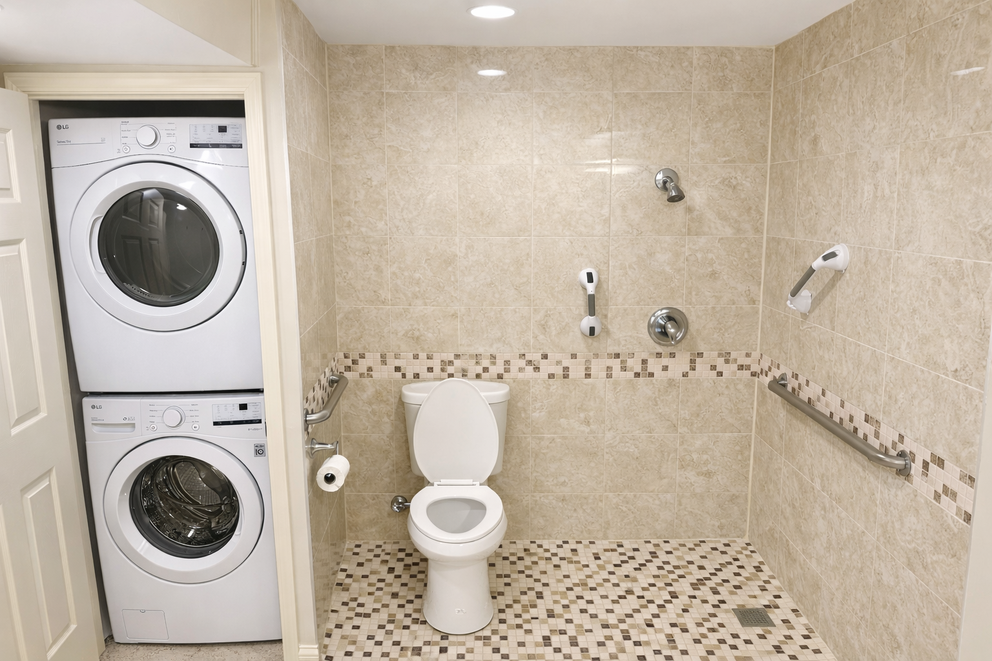 ADA Roll In Shower washer/dryer